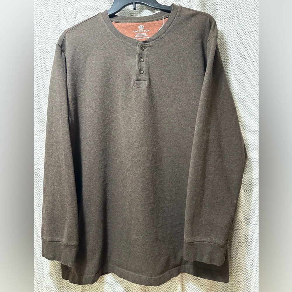 Men's Big & Tall Covington Brown Henley Shirt